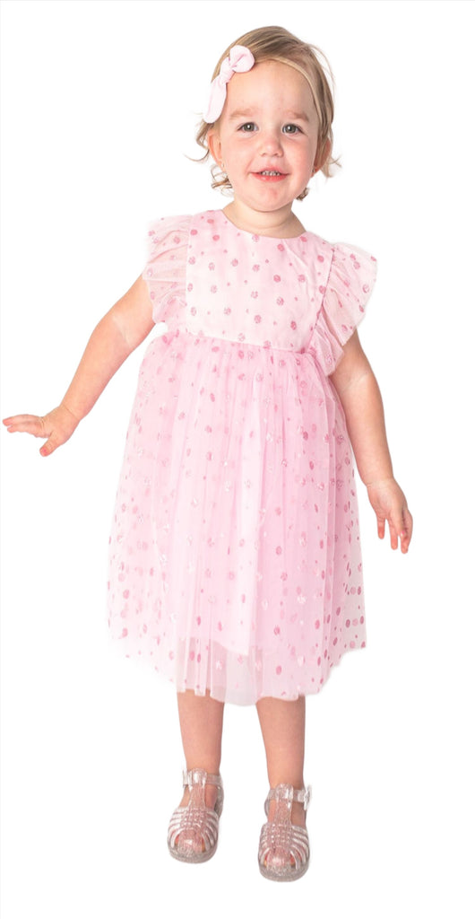 Popatu Baby Girl's & Little Girl's Pink Glittery Dot Tulle Dress