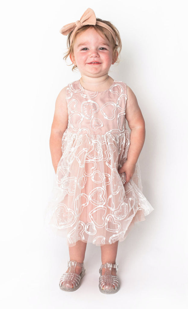 Popatu Baby Girl's & Little Girl's Dusty Rose Hearts Dress