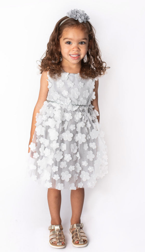 Popatu Baby Girl's & Little Girl's Silver Flower Girl Dress