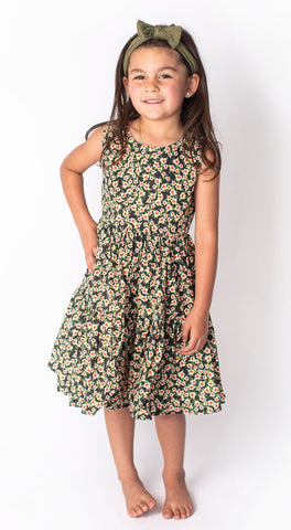 Baby Girl's & Little Girl's Black Dress with Yellow Flowers, 6 Baby Girl's & Little Girl's Black Dress with Yellow Flowers, 6