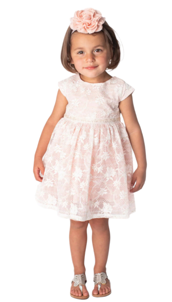 Baby Girl's & Little Girl's Peach Lace Dress, 6 Baby Girl's & Little Girl's Peach Lace Dress, 6