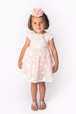 Popatu Baby Girls & Little Girls Peach Lace Dress