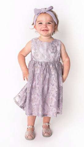 Popatu Baby Girl's Lavender Elegant Lace Dress