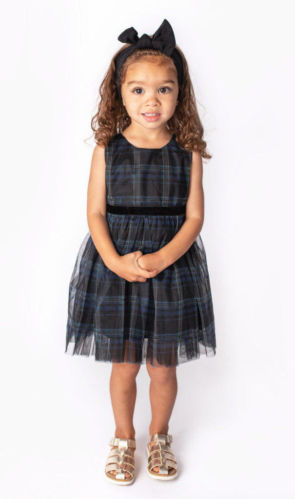 Popatu Baby Girl's Plaid Tulle Overlay Dress