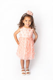 Popatu Baby Girl's 3D Flower Peach Dress