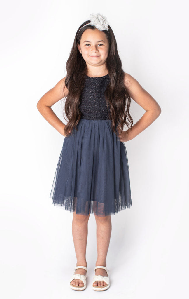 Popatu Little Girl's Navy Tulle Dress