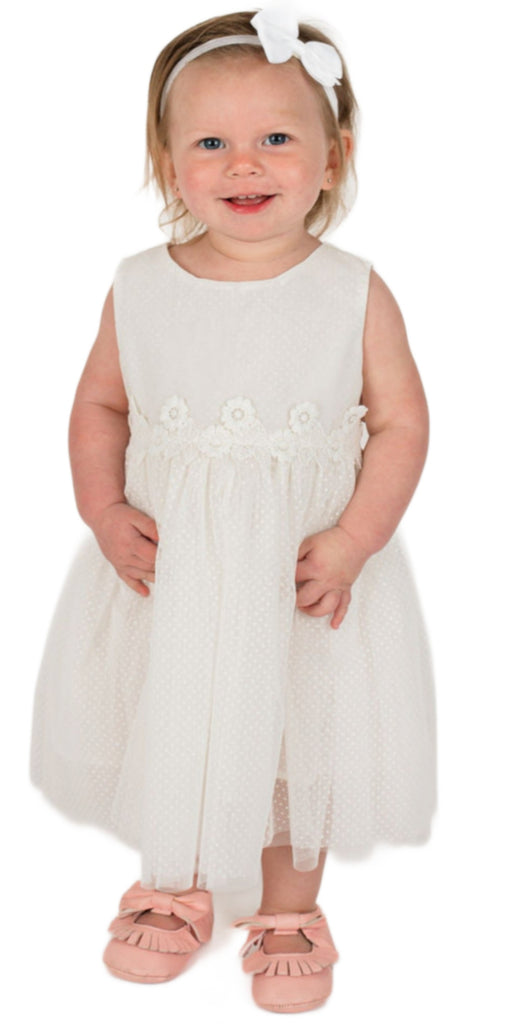 Baby Girl's Swiss Dot White Tulle Dress