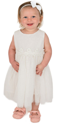 Popatu Baby Girl's Swiss Dot White Tulle Dress