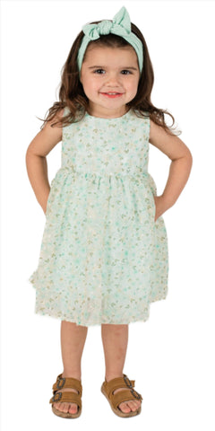 Popatu Baby Girl's and Little Girl's Mint Floral Dress