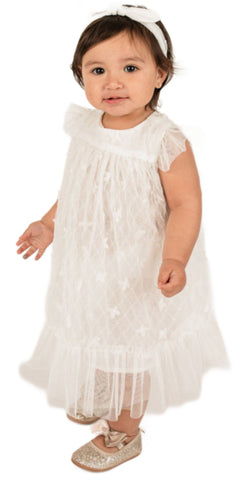 Popatu Baby Girls White Tulle Dress