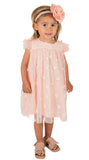 Baby Girl's Peach 3D Flower Dress