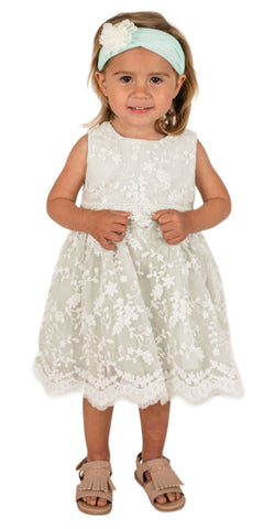 Popatu Little Girl's Silver Embroidered Elegant Dress