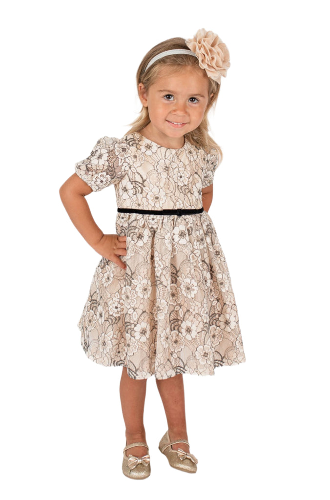 Baby Girl's Ivory and Black Lace Dress