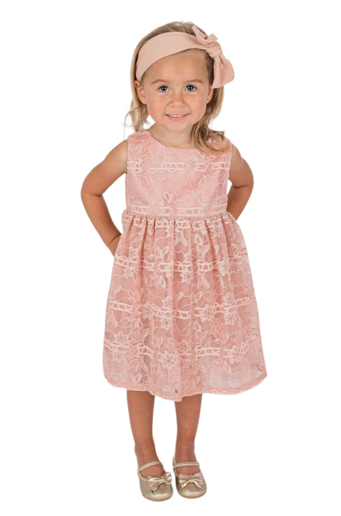 Little Girl's Lace Dusty Rose Dress