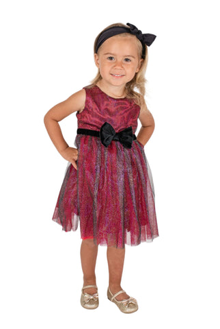 Baby Girls Burgundy Shimmer Overlay Dress