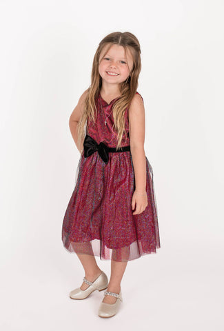 Popatu Velvet Bow Tulle Dress in Burgundy at Nordstrom, Size 24M Popatu Velvet Bow Tulle Dress in Burgundy at Nordstrom, Size 24M