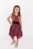 Baby Girls Burgundy Shimmer Overlay Dress