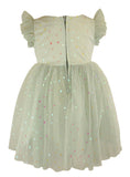 Little Girl's Dot Foil Sage Green Tulle Dress