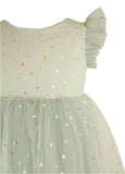 Little Girl's Dot Foil Sage Green Tulle Dress