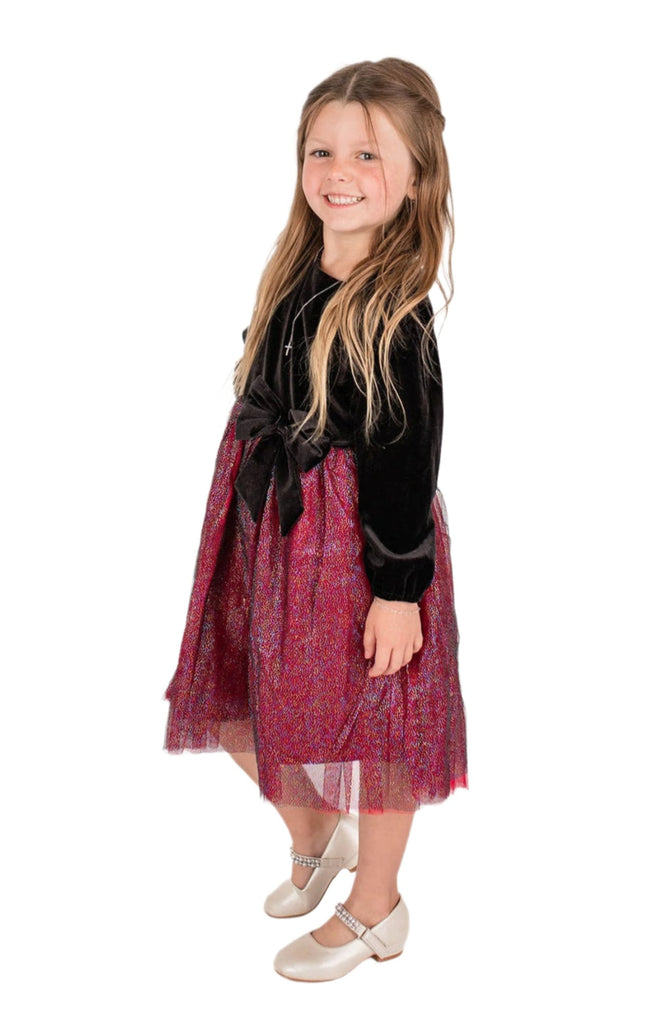 Baby Girl's & Little Girl's Long Sleeve Velvet Shimmery Dress