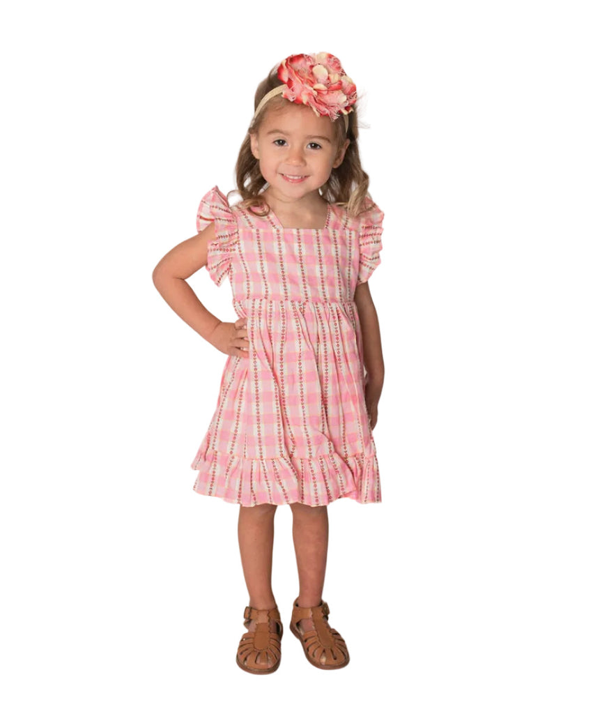 pink pinafore dress Harbor Margo comes in our latest mint shade alongside pink and yellow options Popatu Floral Stripe Check Flutter