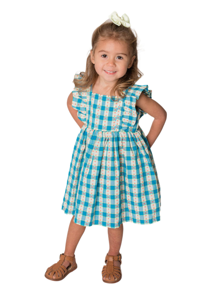 Baby Girl's Blue Plaid Pinafore Dress