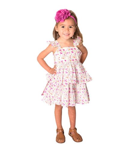 Baby Girl's Tiered Floral dress with Matching Panty (3M-24M) - Popatu