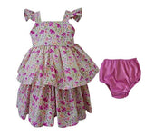Baby Girl's Tiered Floral dress with Matching Panty (3M-24M) - Popatu