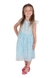 Little Girl's Foil Stars Blue Tulle Dress