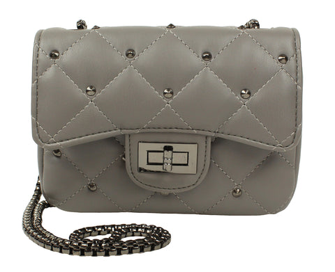 Popatu Grey Quilted Handbag - Popatu pageant and easter petti dress