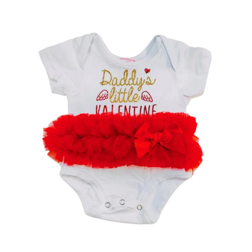 Daddy's Little Valentine Ruffle Bodysuit - Popatu pageant and easter petti dress