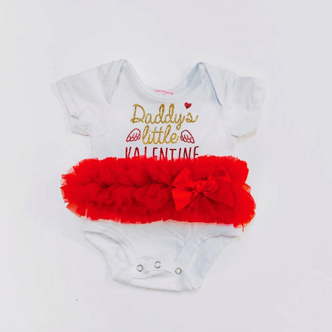 Daddy's Little Valentine Ruffle Bodysuit - Popatu pageant and easter petti dress