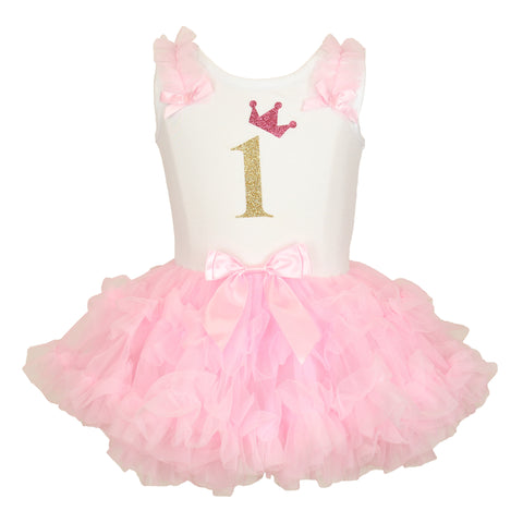 Popatu Baby Girl's 1st Birthday Ruffle Petti Dress