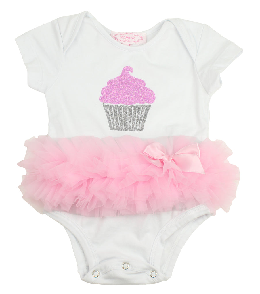 Pink/Silver Cupcake Ruffle Bodysuit - Popatu pageant and easter petti dress