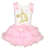 Popatu Baby Girls Unicorn Ruffle Dress for First Birthday