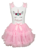 Popatu Little Girls Personalized Unicorn Ruffle Dress - Popatu