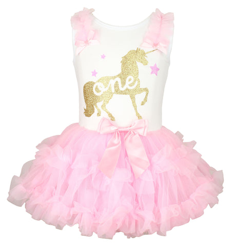 Pastel Multi Princess Unicorn Dress, Girls First Birthday Tutu Dress