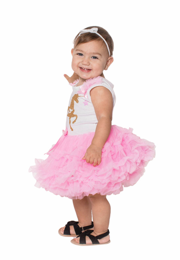 Unicorn Dress For Girls- Glowing Pink, बेबी गर्ल ड्रेस - Nakshatra  Creations, Ghaziabad | ID: 25876545433