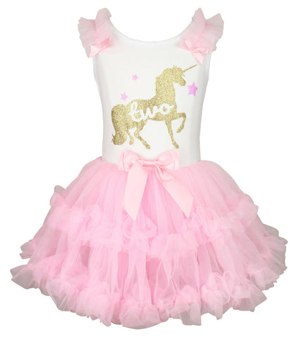 Little Girls Unicorn Dress 2 Birthday, S (3T-4T) Little Girls Unicorn Dress 2 Birthday, S (3T-4T)
