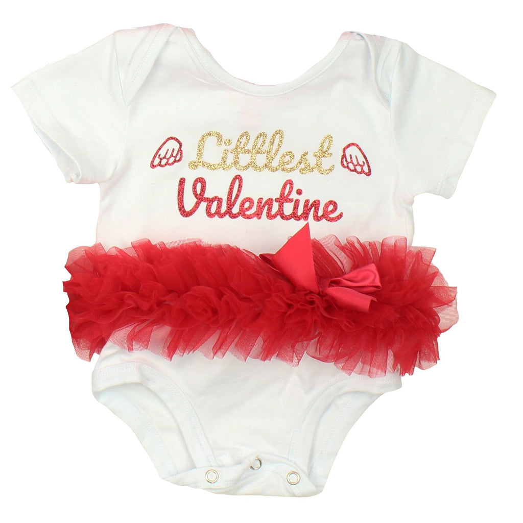Popatu Littlest Valentine  Red/White Ruffle Bodysuit