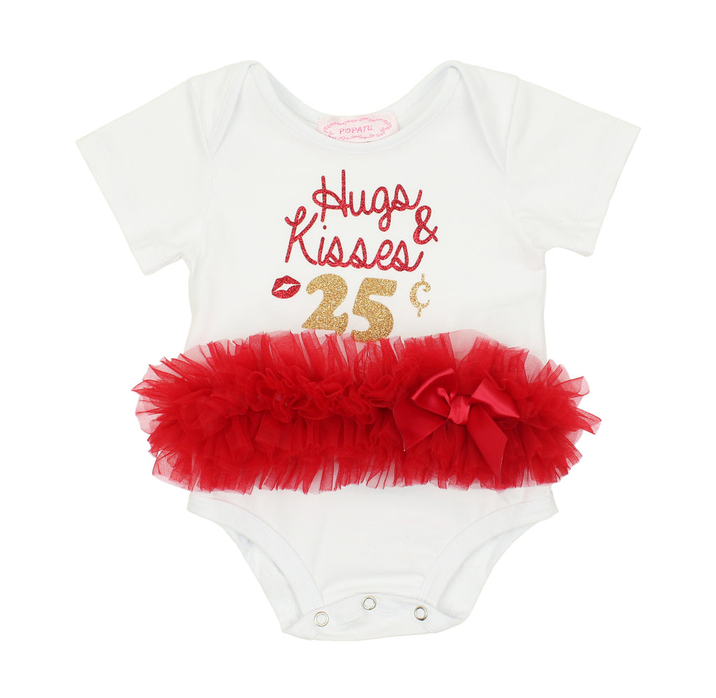Popatu Hugs and Kisses Red/White Ruffle Bodysuit