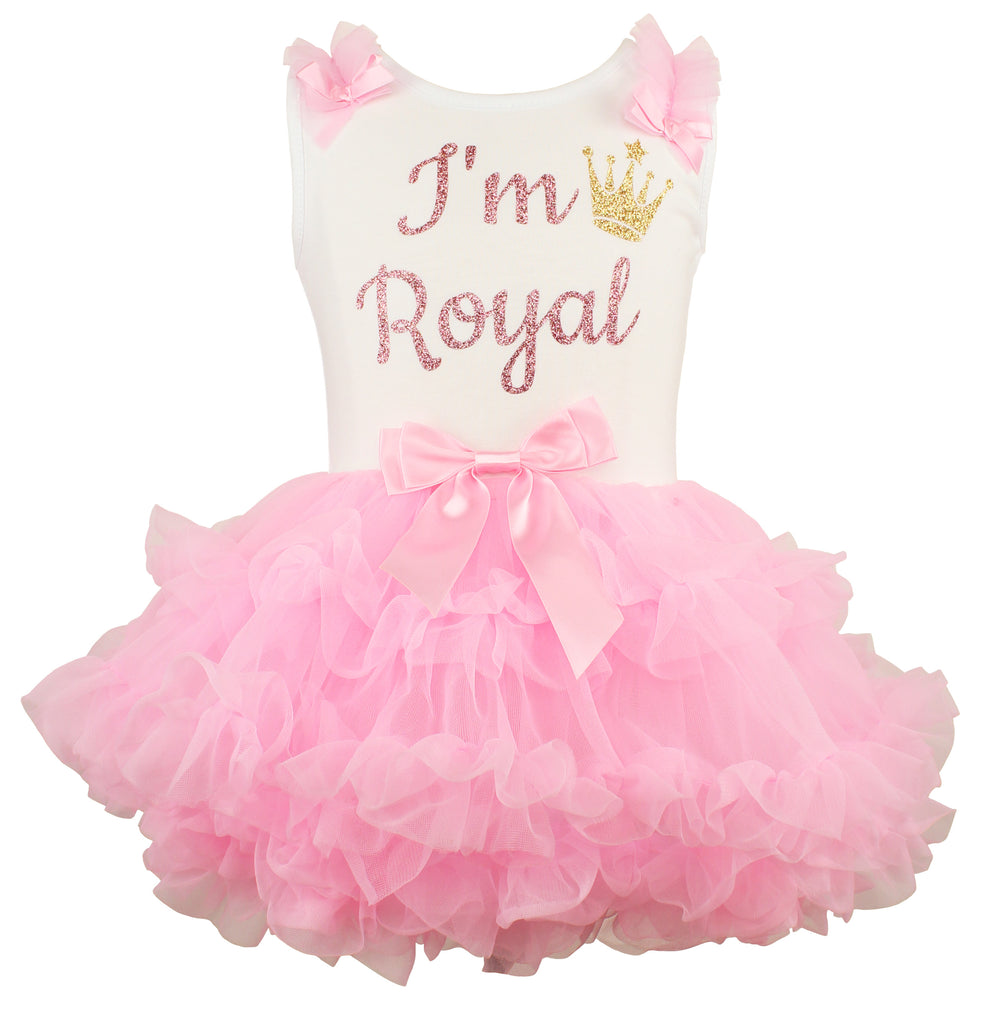 Popatu Little Girls I'm Royal Ruffle Dress - Popatu pageant and easter petti dress