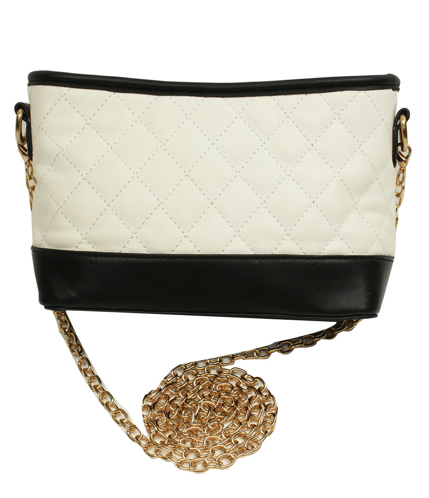 White and Black Quilted Purse