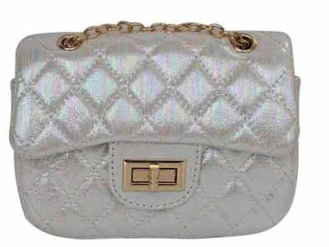 Popatu White Pearl Quilted Handbag