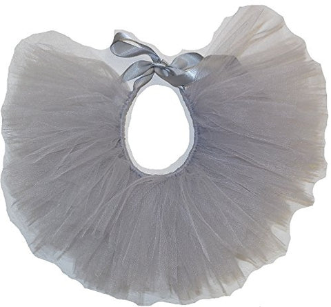 Pawpatu Handcrafted Silver Tulle Tutu with Adjustable Ribbon for Pets