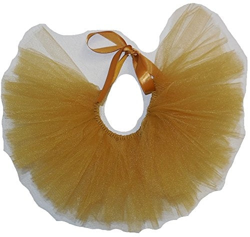Pawpatu Handcrafted Gold Tulle Tutu with Adjustable Ribbon for Pets