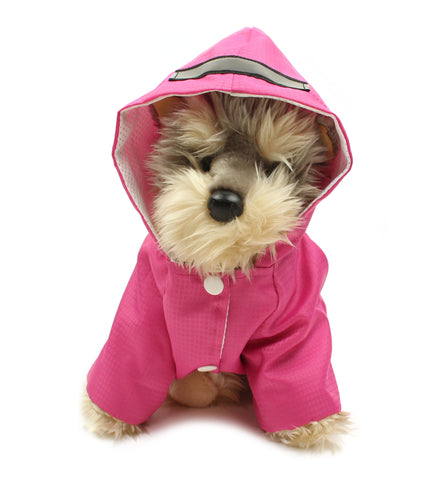 Pawpatu Hot Pink Hooded Reflective Raincoat for Dogs