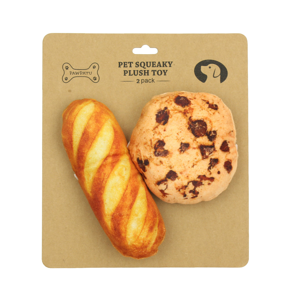 Pawpatu Bread and Cookie Squeaky Plush Toy