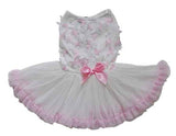 Pawpatu White and Pink Butterflies Dress for Dogs