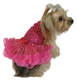 Pawpatu  Hot Pink Sequin Ruffle Petti Dress for Pets